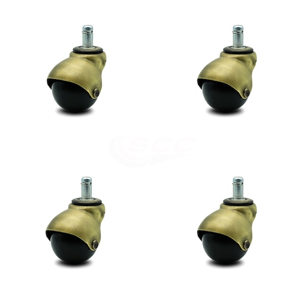 2 Inch Antique Brass Hooded Grip Ring Ball Casters, 4PK
